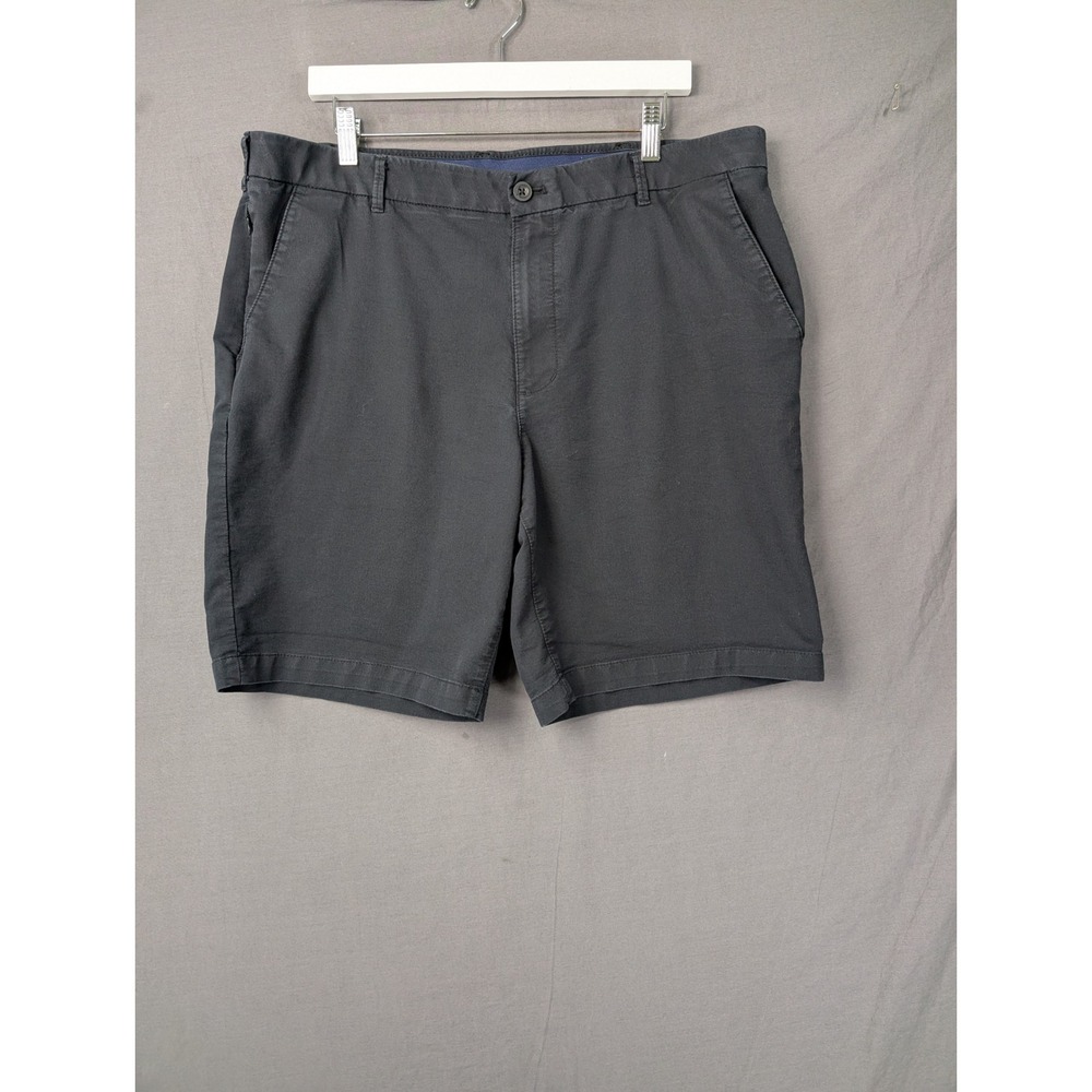 IZOD Mens Chino Shorts Charcoal Gray Flat Front Stretch 38x9.5